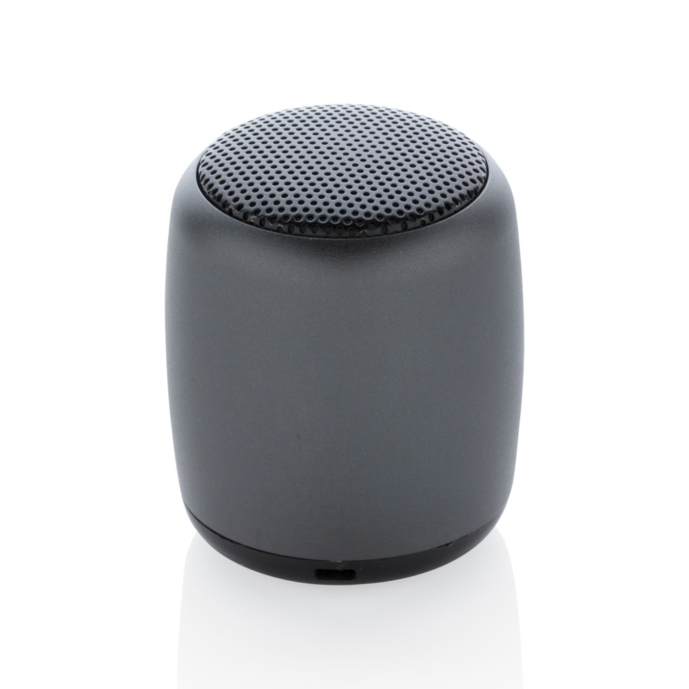 Mini aluminium draadloze speaker - antraciet (± PMS 8403)