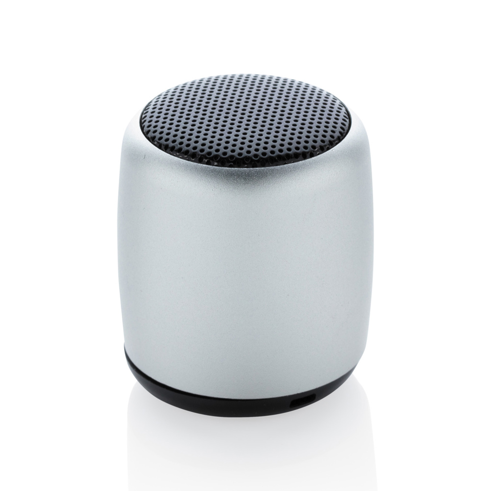 Mini aluminium draadloze speaker - zilver (± PMS 428)