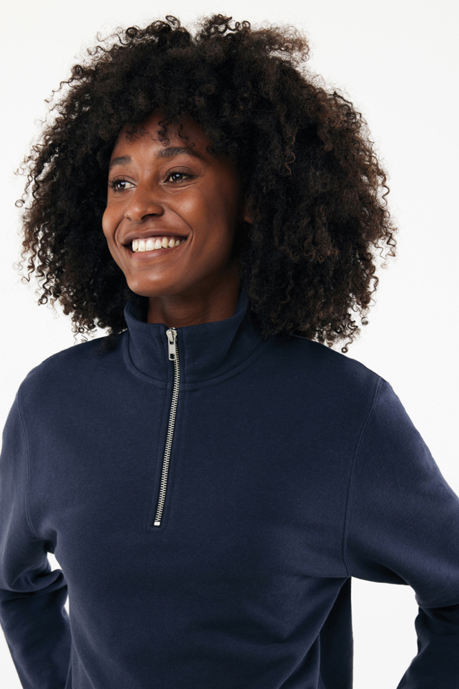 IQONIQ Elgon gerecycled katoen sweater met kwartritssluiting