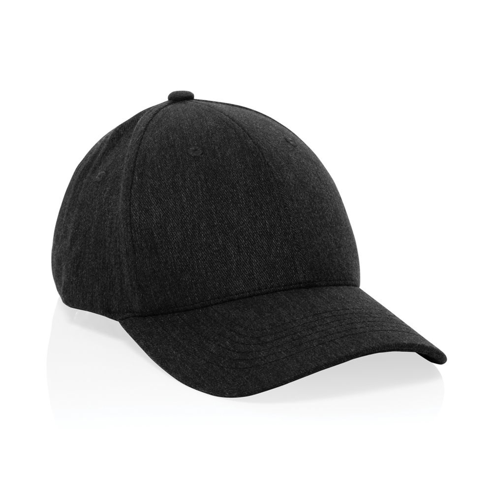 Milo AWARE™ recycled heather 6 paneel cap 200gr - zwart (± PMS Black)