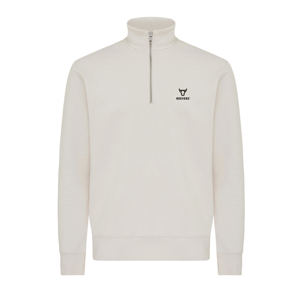 IQONIQ Elgon gerecycled katoen sweater met kwartritssluiting