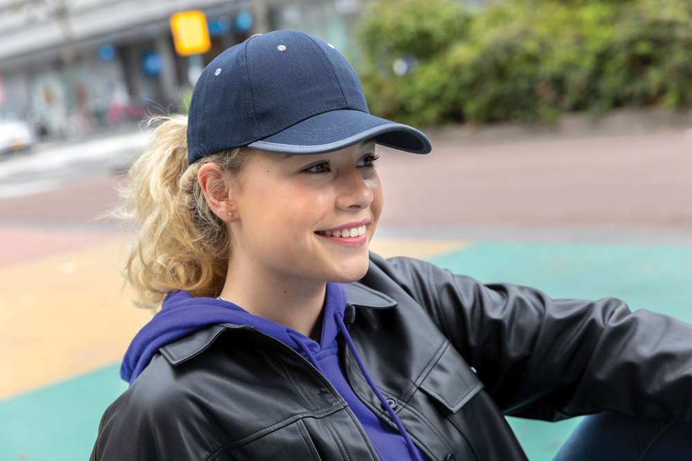 Impact AWARE™ 6 panel 280gr recycled katoen cap met bies