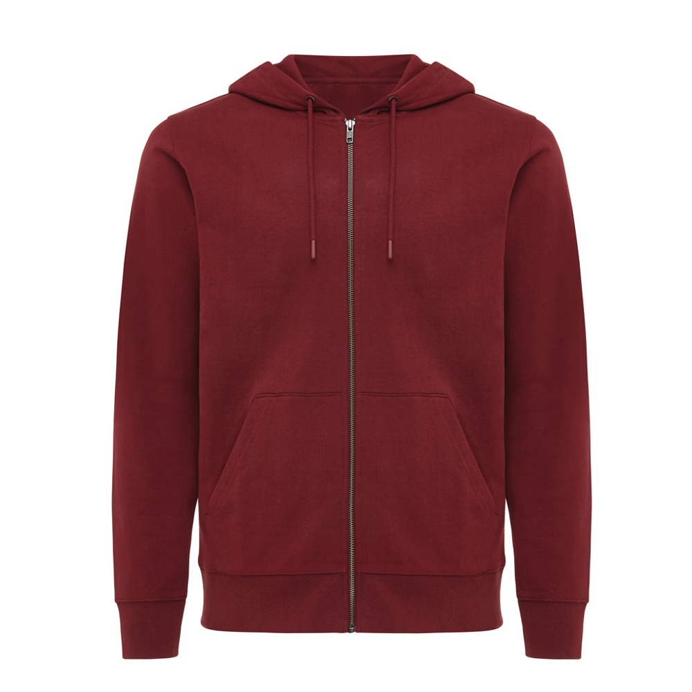 IQONIQ Abisko gerecycled katoen hoodie met rits - bordeauxrood (± PMS 19-1724TCX)