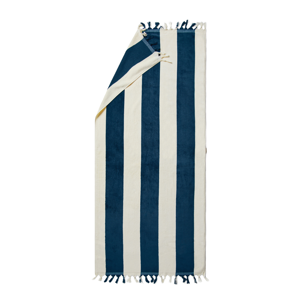 VINGA Valmer strand handdoek - donkerblauw, beige (± PMS 19-4324 TPG/ ± PMS 11-0606 TCX)