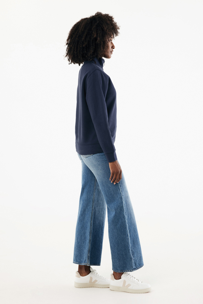 IQONIQ Elgon gerecycled katoen sweater met kwartritssluiting