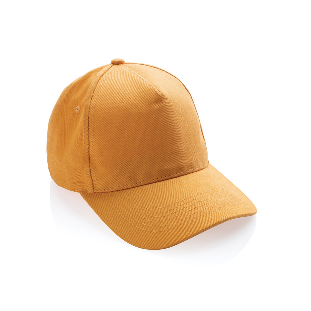 Impact AWARE™ 5 panel 280gr recycled katoenen cap - sundial oranje (± PMS 16-1148TCX)