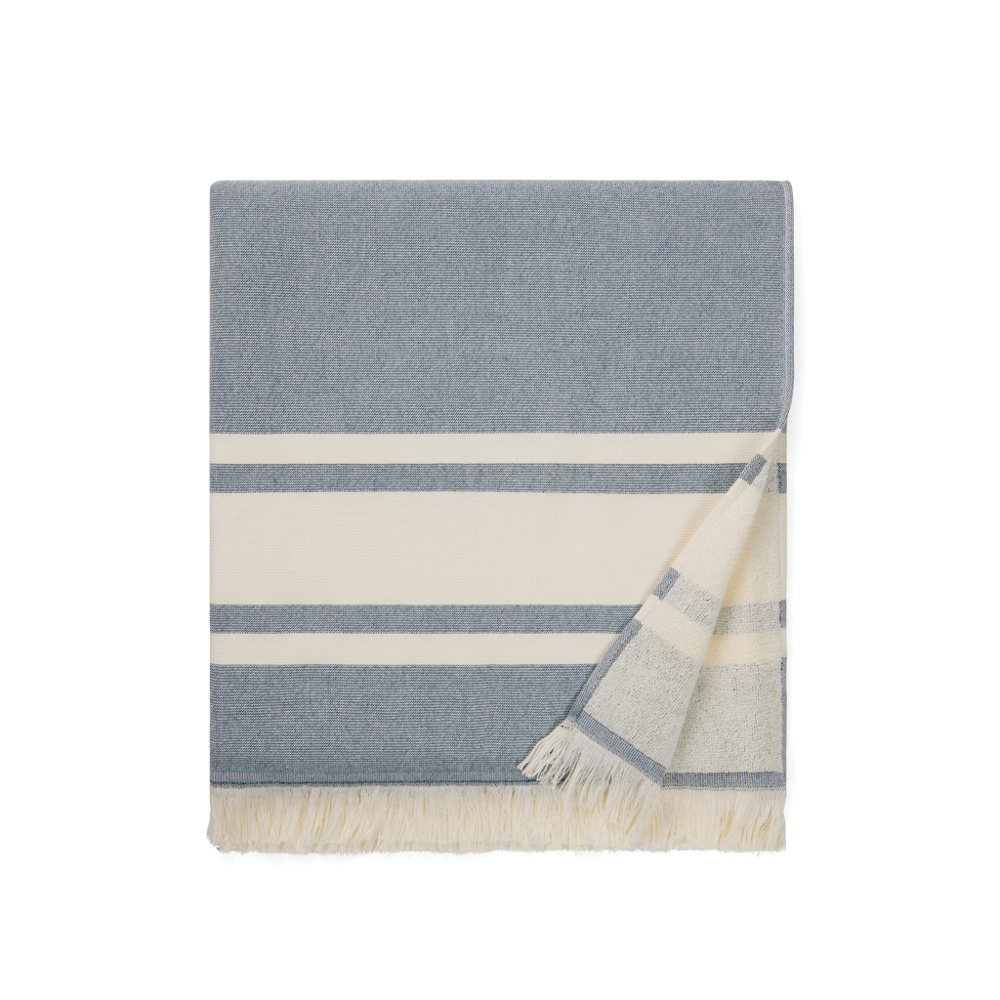 VINGA Tolo terry hamam handdoek - donkerblauw, beige (± PMS 19-4324 TPG/ ± PMS 11-0606 TCX)