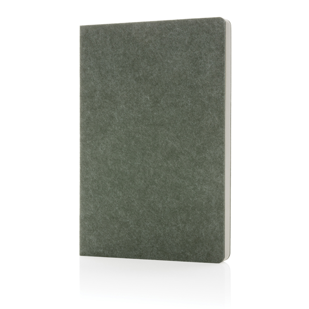 Phrase GRS gecertificeerd gerecycled vilt A5 notitieboek - groen (± PMS 17-6206 TCX)