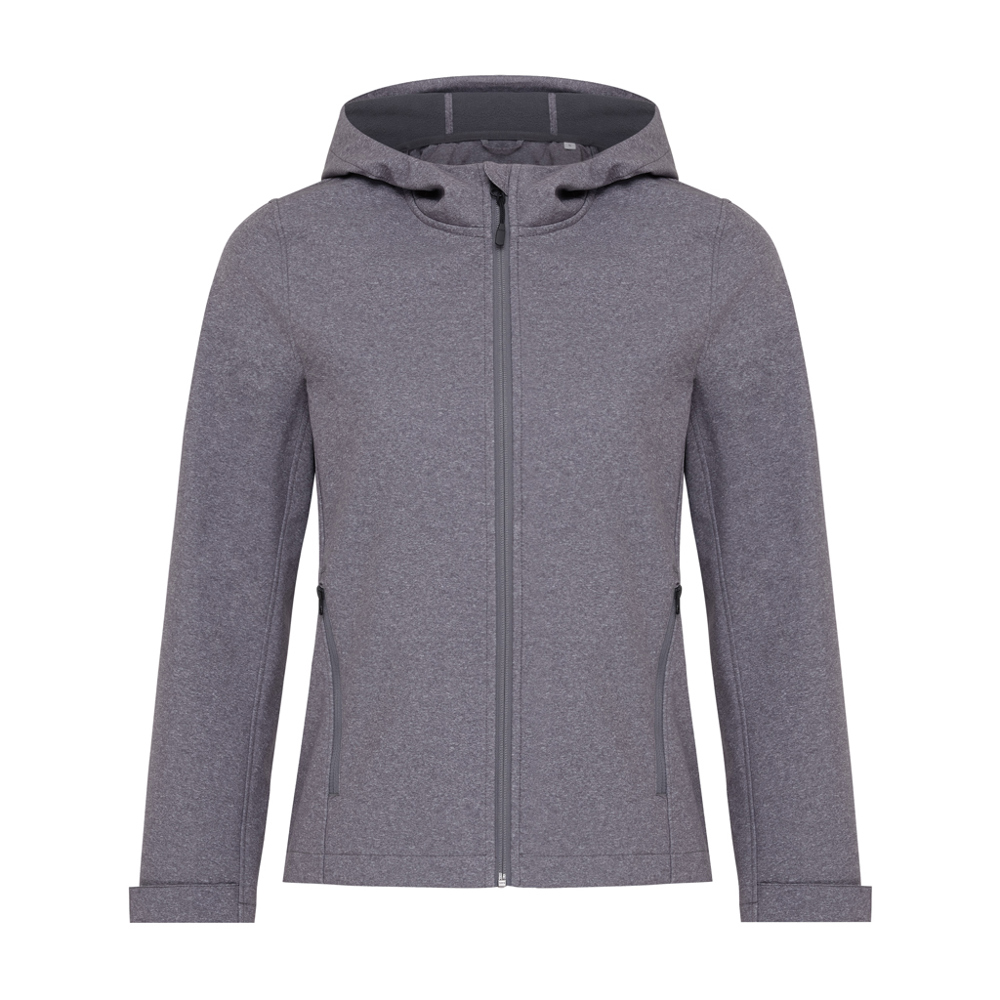 IQONIQ Makalu dames recycled polyester softshell jas - vulcano heather grey (± PMS 17-3911 TCX)
