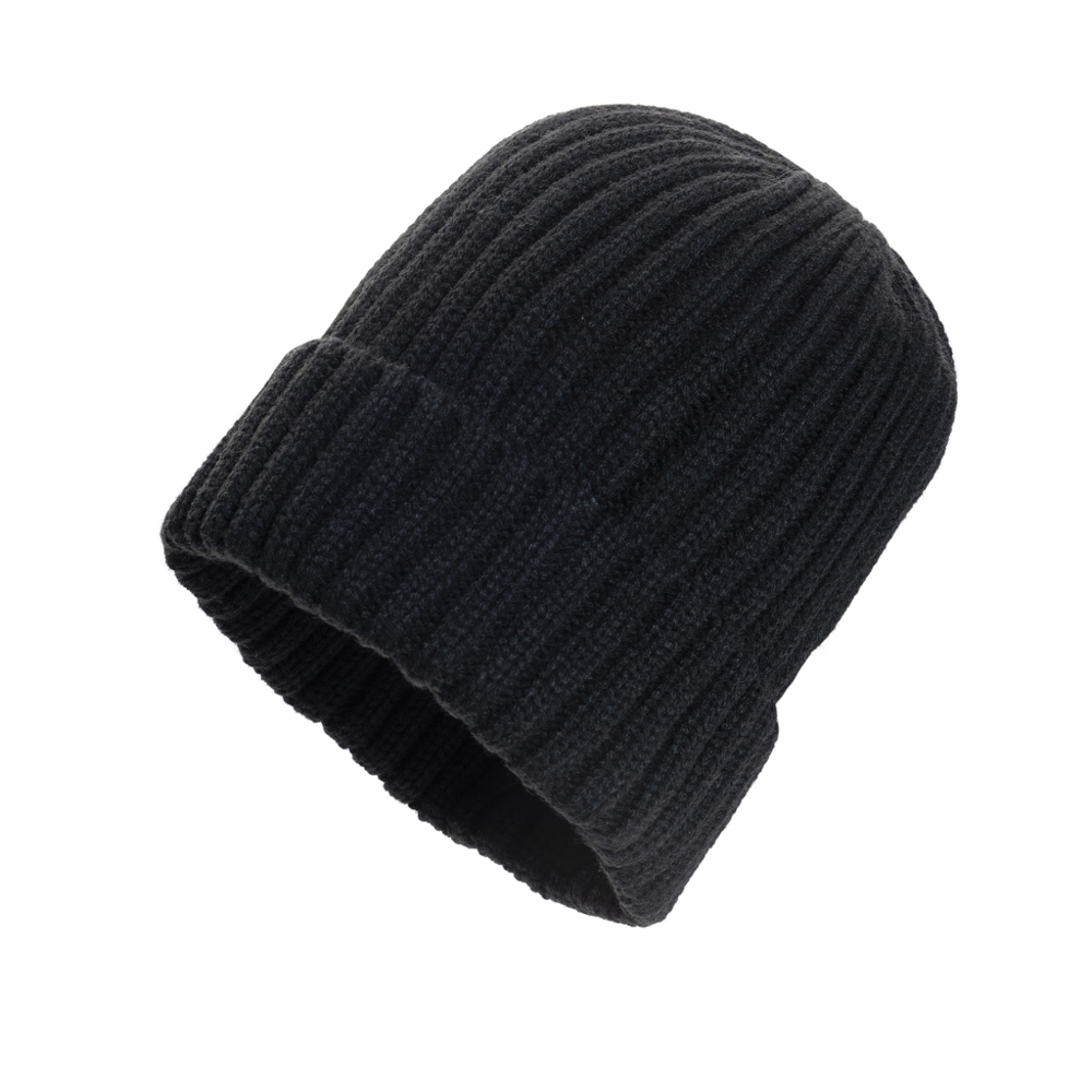 Kennedi AWARE™ Polylana®beanie met brede rib - zwart (± PMS Black)