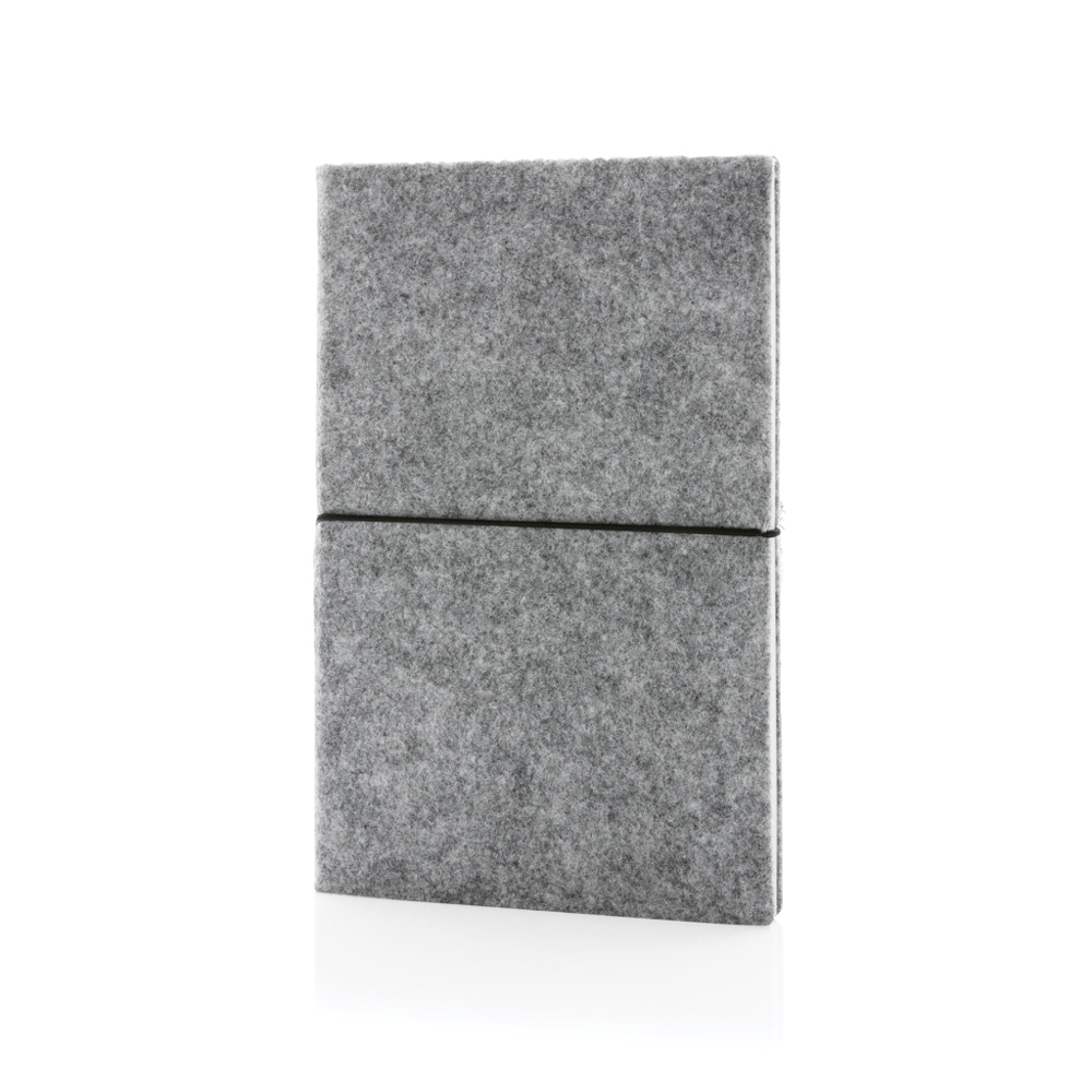 GRS-gecertificeerd gerecycled vilten A5 notitieboek - grijs (± PMS Grey)