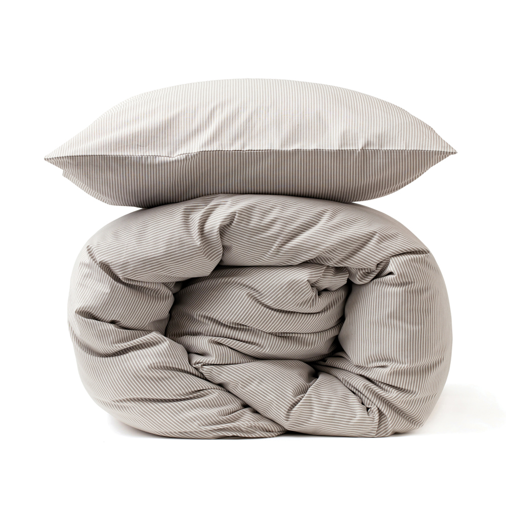 VINGA Montgomery premium katoenen beddengoed, 4-delige set - grijs, wit (± PMS Grey/ ± PMS White)