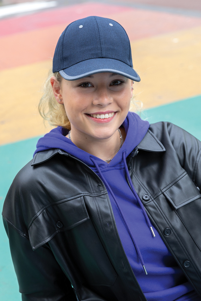 Impact AWARE™ 6 panel 280gr recycled katoen cap met bies