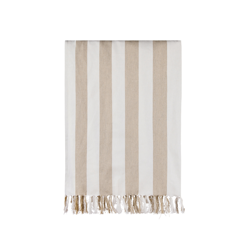 VINGA Ornos GRS katoenen hamamdoek - beige, wit (± PMS 13-0401 TPG/ ± PMS White)