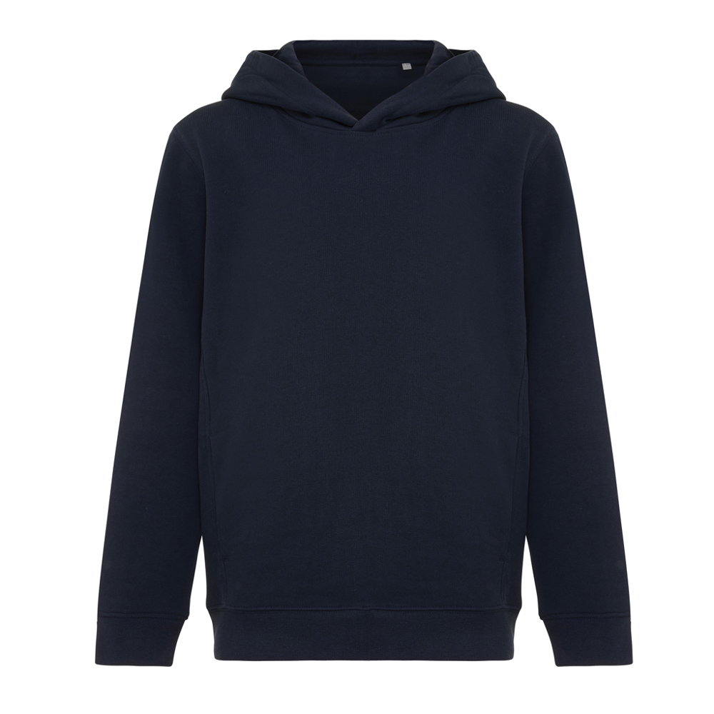 IQONIQ Yengo kids recycled katoen hoodie met steekzakken - donkerblauw (± PMS 19-3923TCX)