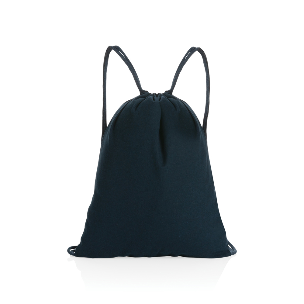 Impact AWARE™ gerecycled katoenen rugzak met trekkoord 145gr - donkerblauw (± PMS 539)