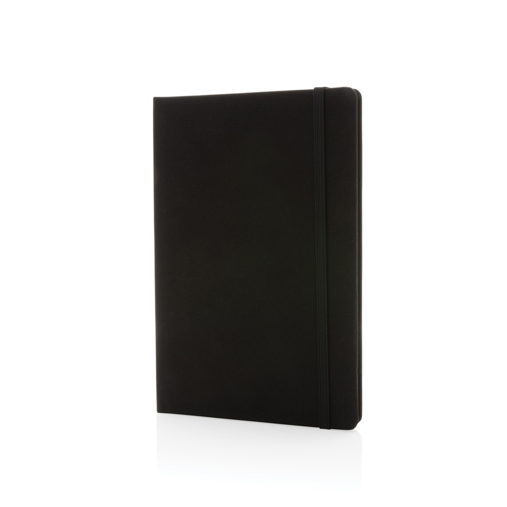 GRS-gecertificeerd RPET A5-notitieboek - zwart, zwart (± PMS Black/ ± PMS Black)
