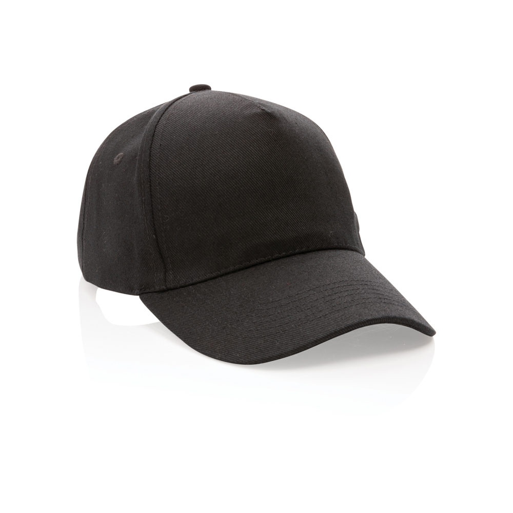 Impact AWARE™ 5 panel 280gr recycled katoenen cap - zwart (± PMS Black)