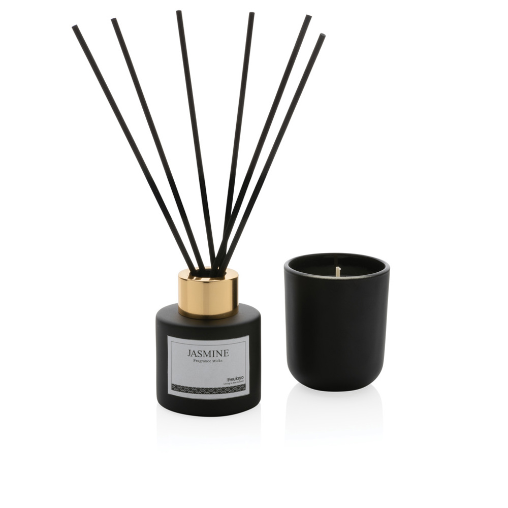 Ukiyo kaars en geursticks geschenkset - zwart (± PMS Black)