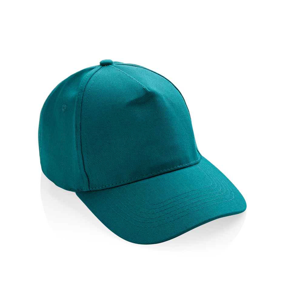 Impact AWARE™ 5 panel 280gr recycled katoenen cap - verdigris (± PMS 18-4834TCX)