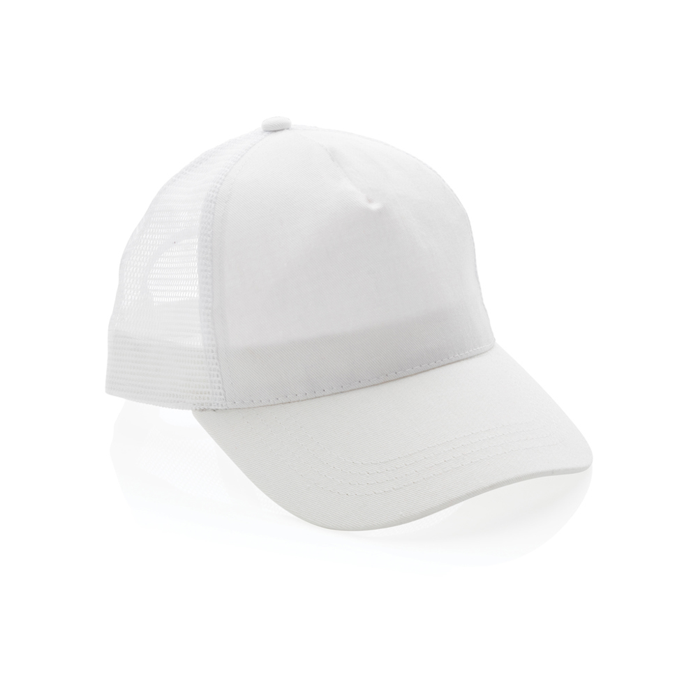 Impact AWARE™ 5 panel recycled katoenen truckercap - wit (± PMS White)