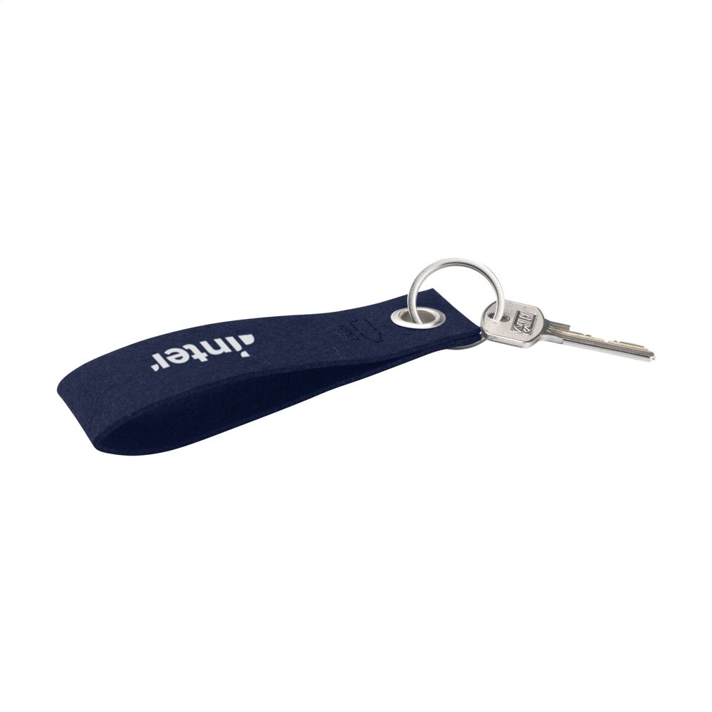 GRS RPET Felt Keyring sleutelhanger - donkerblauw