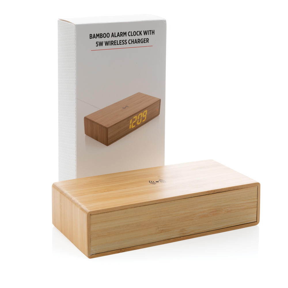 Bamboe alarmklok met 5W draadloze oplader