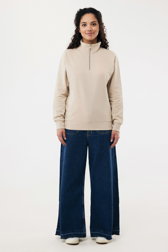 IQONIQ Elgon gerecycled katoen sweater met kwartritssluiting