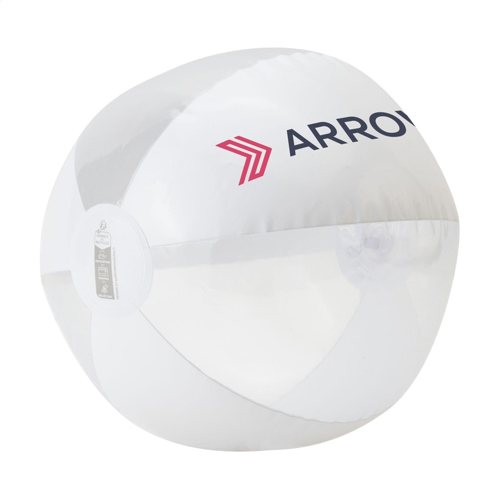 BeachBall Ø 24 cm strandbal - wit/transparant