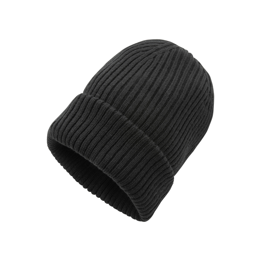 Impact AWARE™ Polylana® dubbel gebreide beanie - zwart (± PMS Black)