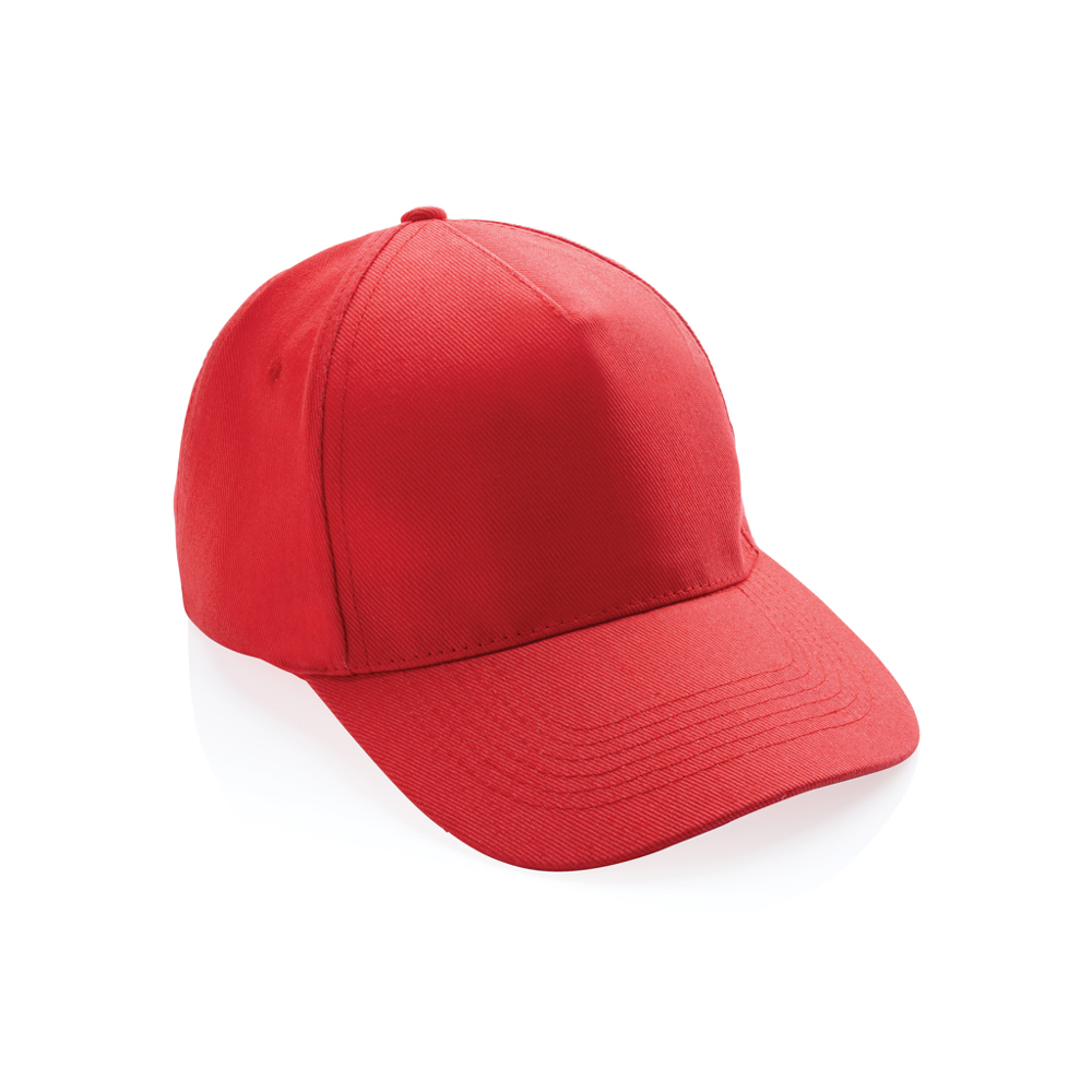 Impact AWARE™ 5 panel 280gr recycled katoenen cap - luscious red (± PMS 17-1663TCX)