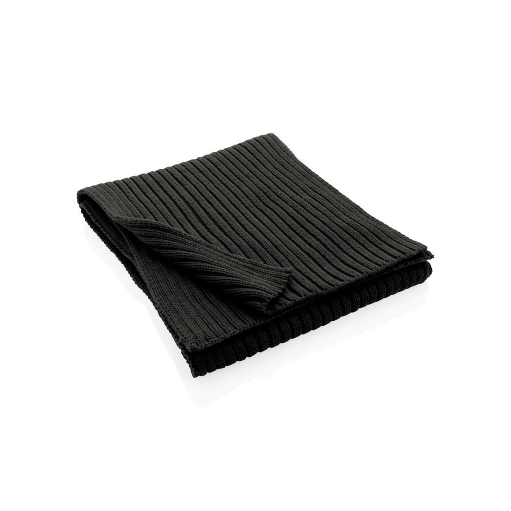 Impact AWARE™ Polylana® dubbel gebreide sjaal 180x25cm - zwart (± PMS Black)