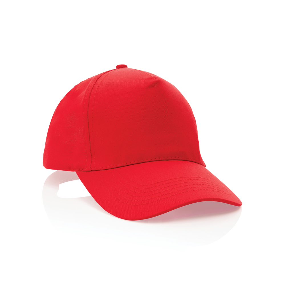 Impact AWARE™ 5 panel 190gr gerecycled katoenen cap - rood (± PMS Red 032)