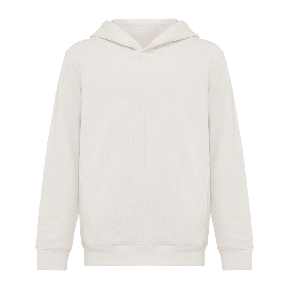 IQONIQ Yengo kids recycled katoen hoodie met steekzakken - ivory white (± PMS 12-2103 TCX)