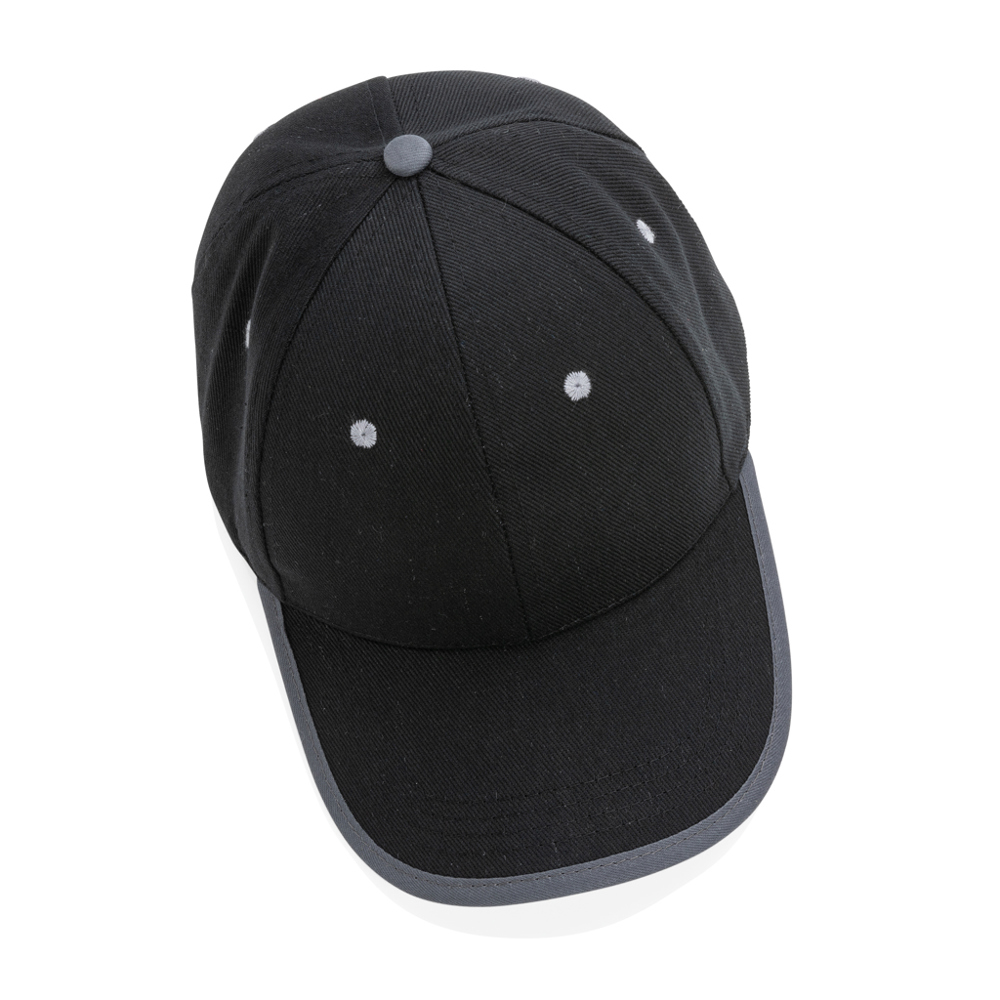 Impact AWARE™ 6 panel 280gr recycled katoen cap met bies
